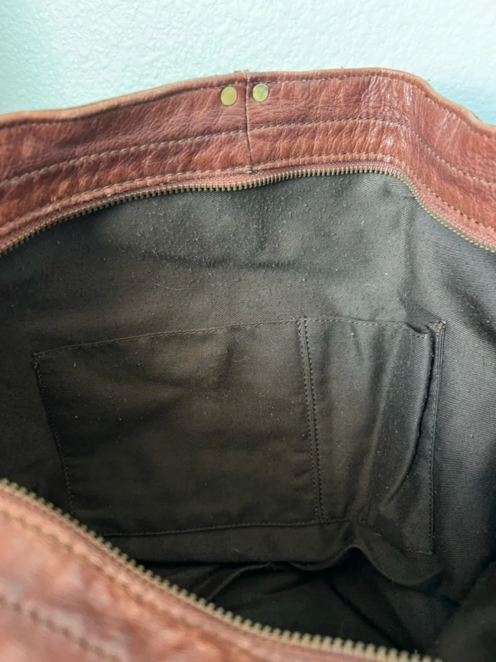 H&M Brown Leather Shoulder Bag with Front Pockets